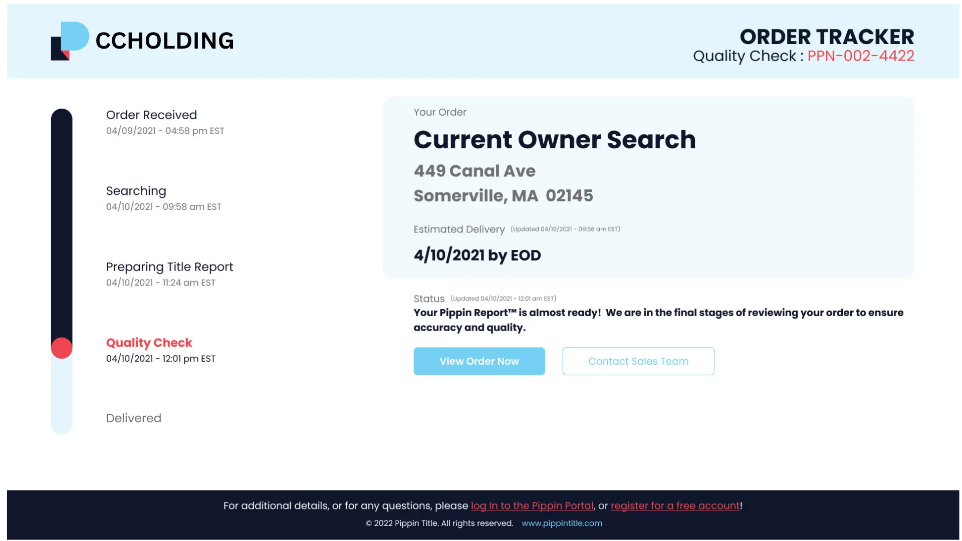 CC Holding Title Demo Order Tracker